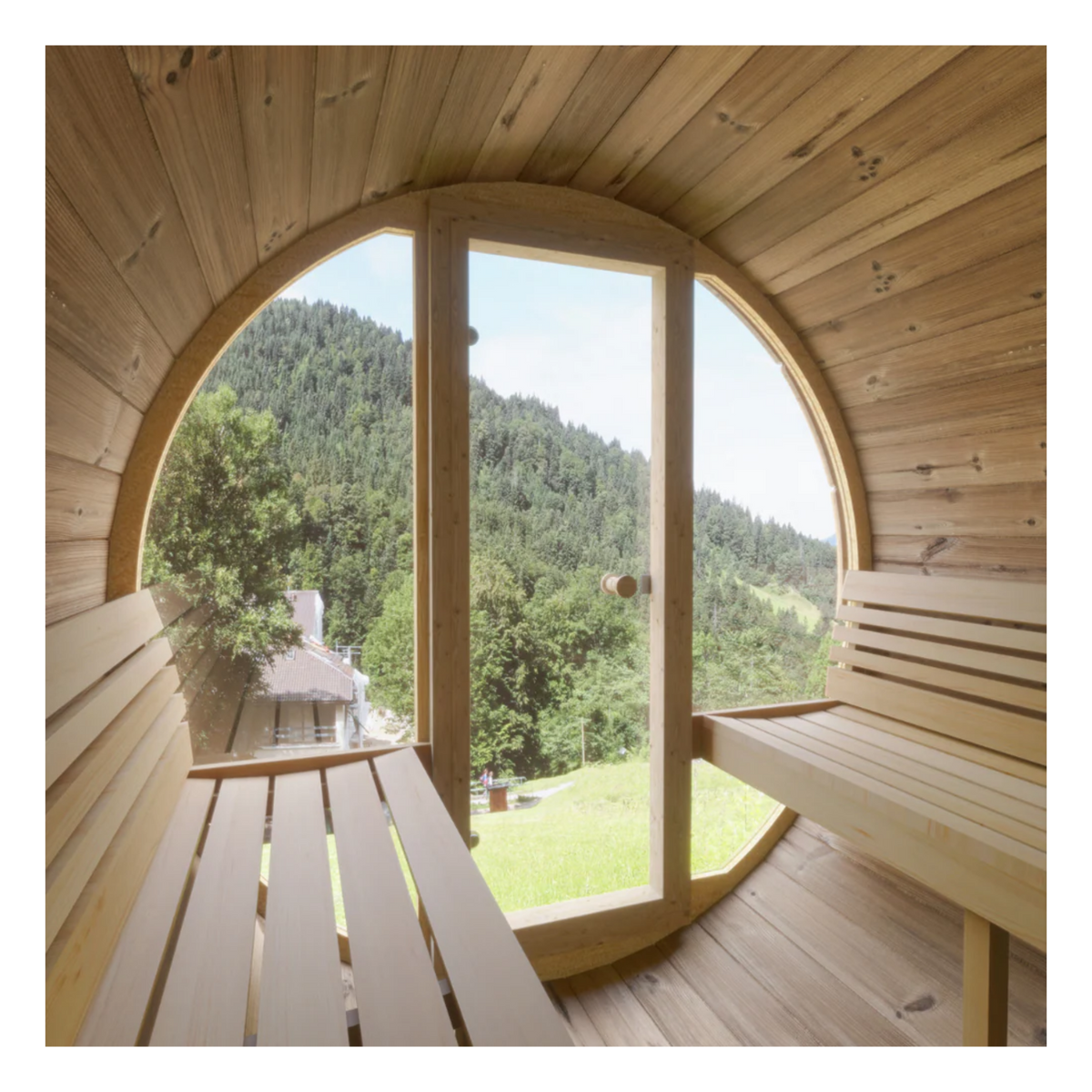 Harmone ERGO interior benches facing full-front glazing