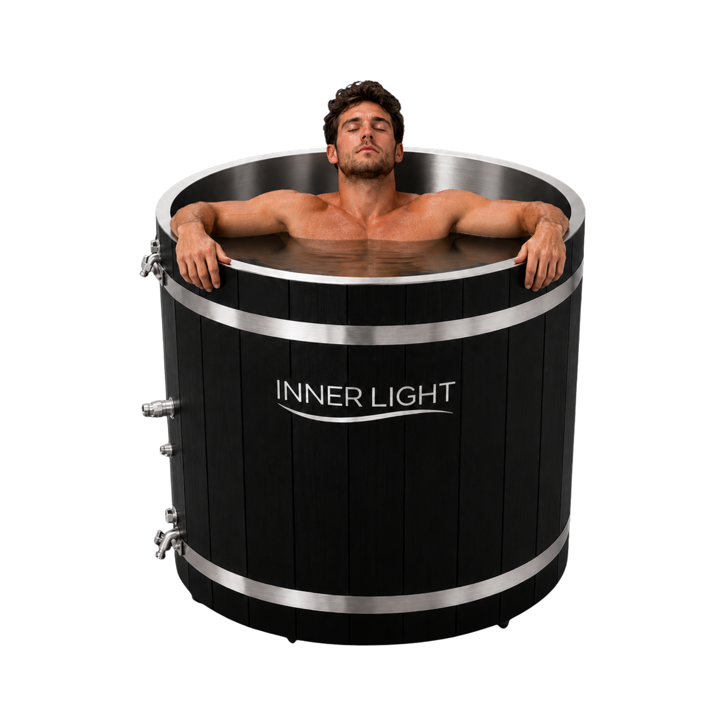 Black Round Stainless Steel Ice Bath with Chiller