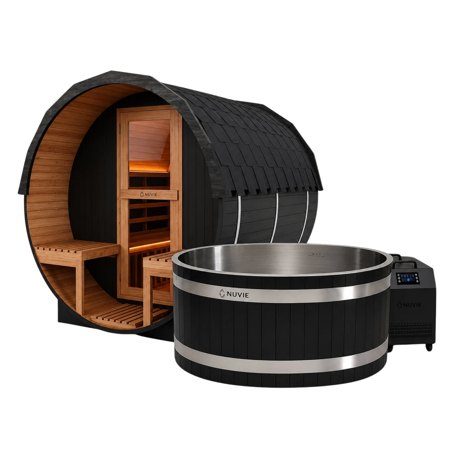 Fusion Hybrid Barrel Sauna & Ember Dual Ice Bath