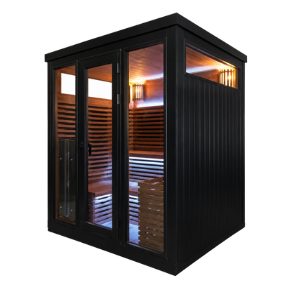 Demfin 6 Person Hybrid Traditional & Infrared Outdoor Sauna