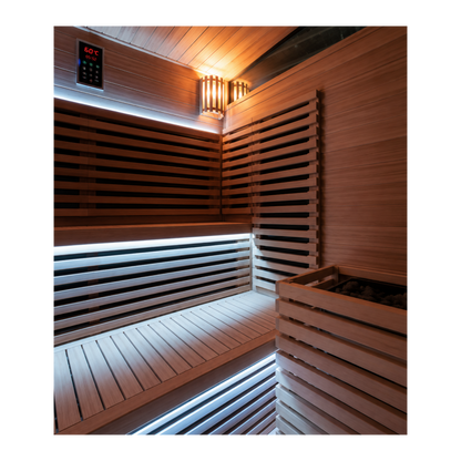 Demfin 6 Person Hybrid Traditional & Infrared Outdoor Sauna