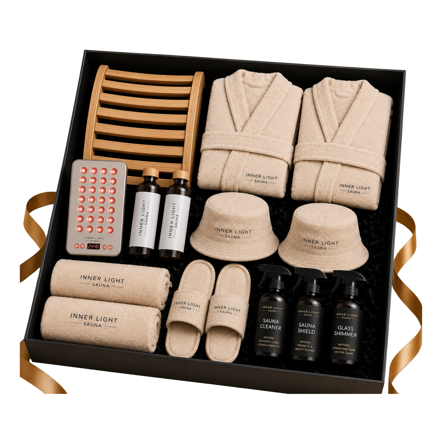 Wellness and Sauna Care Kit with Red Light Mini