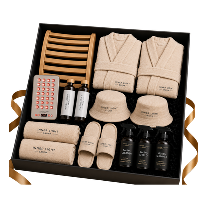 Wellness and Sauna Care Kit with Red Light Mini