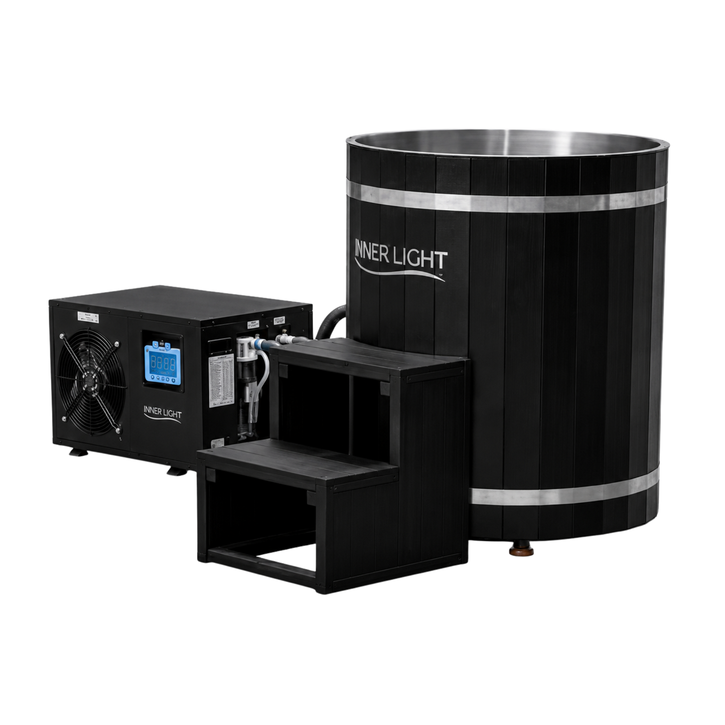 Black Round Stainless Steel Ice Bath with Chiller